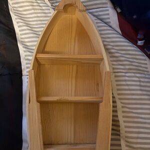 Wooden Boat-Shaped Shelf